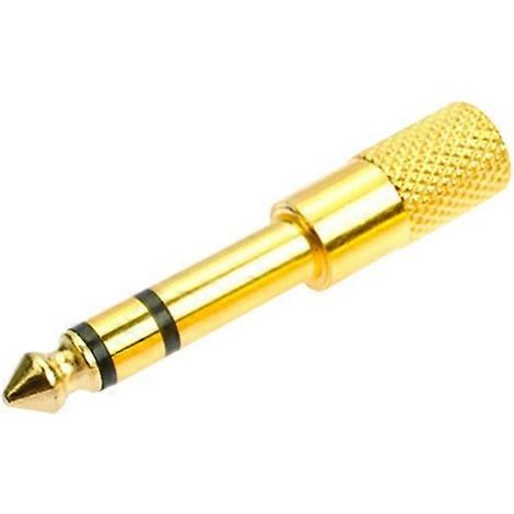 Adaptateur convertisseur audio jack stéréo pour casque de guitare électrique, mini-jack stéréo 6,5 mm mâle vers 3,5 mm femelle (doré) (1/2)
