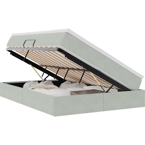 Storage Bed with Mattress Light Grey 152 x 203 cm Velvet vidaXL (1/5)