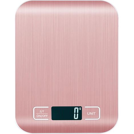 Balance de cuisine numérique 5 kg/1 g avec écran LCD, 6 unités, fonction tare Accessoires de cuisine pour la cuisson, le café, les aliments pour animaux, cadeaux pour femme, rose (1/5)