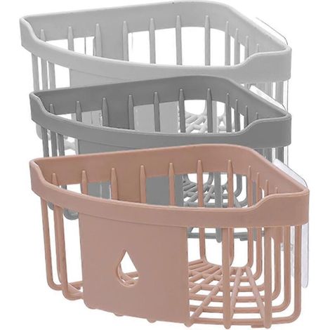 Ensemble de 3 barres de douche d'angle, en polypropylène (PP), couleurs assorties, multifonctionnelles et adaptées à la salle de bain et à la cuisine. (1/4)