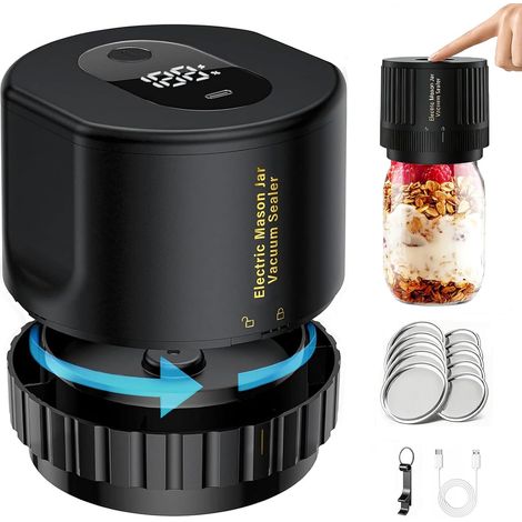 Machine Sous Vide pour Bocaux en Verre, pour Bocal Mason à Large Ouverture et à Ouverture Normale-Scelleuse sous Vide Bocaux avec 10 Couvercles Hermétique pour Conservation des Aliments&Fermentation (1/5)