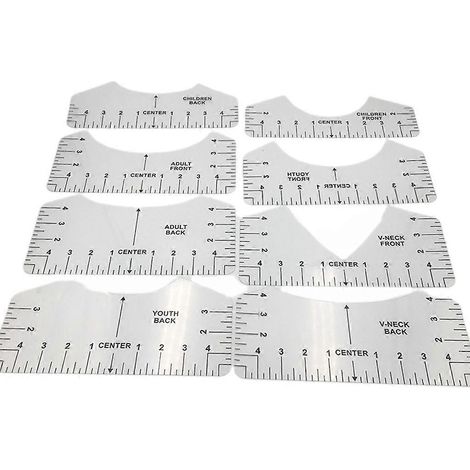 8-teiliges Set transparenter T-Shirt-Lineale für Vorder- und Rückseite sowie V-Ausschnitt – DIY-Ausrichtungsschablone