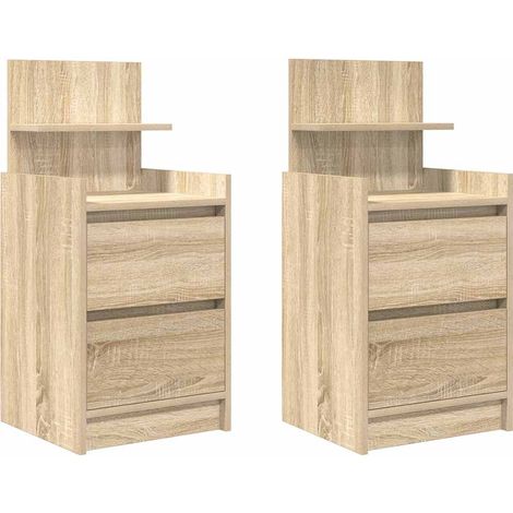 Maison Exclusive - Nachttische mit 2 Schubladen 2 Stk. Sonoma-Eic