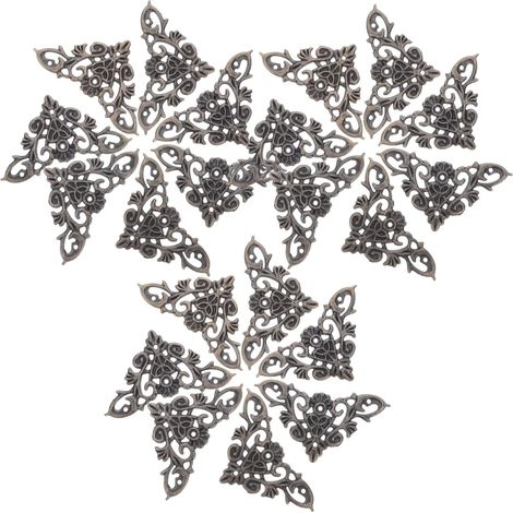24 protège-coins décoratifs, métal/bois, triangulaire, avec vis (1/5)