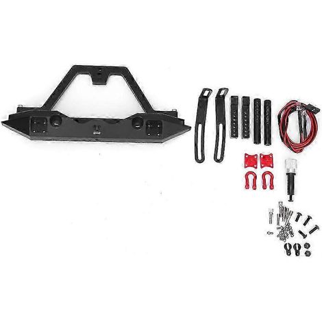 Pare-chocs arrière en métal 25-26 avec porte-roue de secours et feux LED, compatible avec la voiture Traxxas SCX10 90046 (1/4)