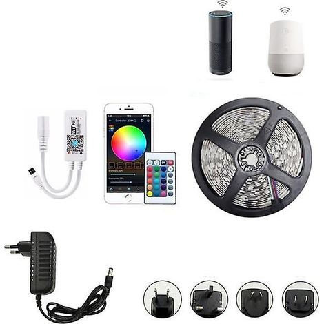 Bande LED RGB SMD 2835 5 m flexible et étanche avec contrôle Wi-Fi (1/5)