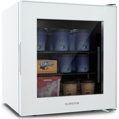 Klarstein IceAge 36 Mini Freezer, 36L Capacity, Adjustable Temp 0 to -18°C, LED Lighting, 2 Shelves, Energy-Efficient, Compact Tabletop Design, Countertop Freezer for Small Spaces, White