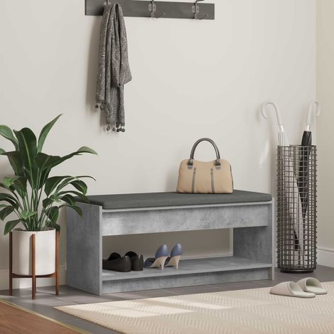 Flurbank mit Kissen mit Regal Betongrau 103 x 38 x 45 cm
