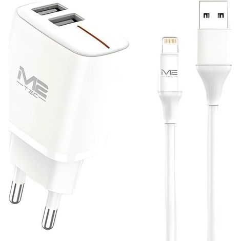 Chargeur 2,4 A avec témoin lumineux + câble Lightning de 1 m - Prise européenne (1/3)