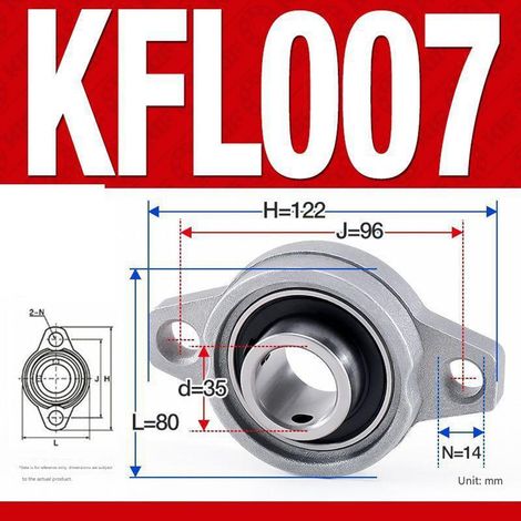 Satz mit 4 KFL007 Flanschlagern aus Zinklegierung – Diamantlagerhalterung 35 mm Bohrung für Getriebe und Maschinen, Silber