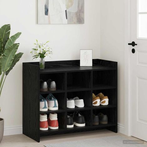 vidaXL Cabinet à chaussures avec stockage Chêne noir 85 x 39,5 x 70 cm (1/5)