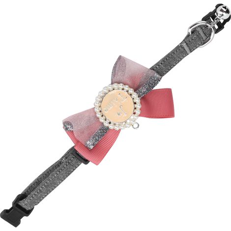 Nœud papillon pour chien, collier, cravate, nœud papillon en tissu, accessoire de toilettage ajustable avec clochette, fil rouge, taille S (1/5)