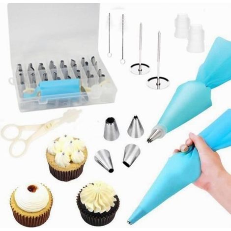 Kit de Pâtisserie - Inox - 41Pcs - 32 Douilles - 2 Poches Silicone - Réutilisable (1/4)