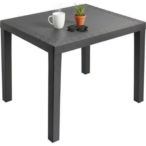 Tavolo da Esterno Cobbtown, 4 Posti, Lunghezza Massima 78 cm Made in Italy, Finitura Effetto Rattan, 78x65x72h cm Nero Antracite