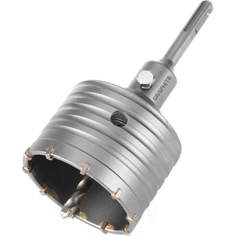 Sierra de corona de carburo de 80 mm con adaptador SDS+ y broca piloto. (1/5)