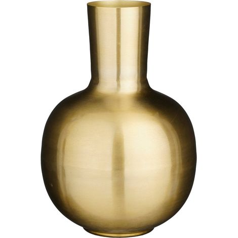Grand Vase Décoratif en Métal Doré H42 x Ø28 cm - Vase Rond à Col Long pour Fleurs - PANGIVO (1/5)