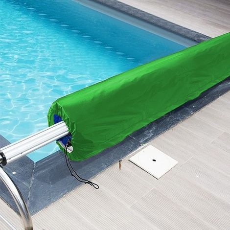 Wasserdichte Außenpool-Abdeckung – Rollbare grüne Abdeckung 550 x 96 cm aus Polyester 190T, UV- und Wasserbeständig, ideal für Freibadpools und Whirlpools-lsw