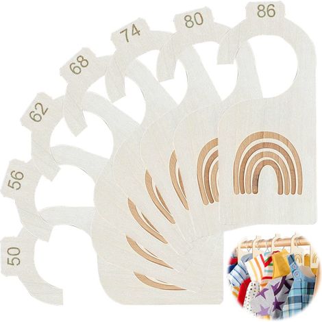 Diviseurs de taille de bébé, paquet de 7 grands diviseurs bébé, organisateur de tissu de bébé en bois Premium (arc - en - ciel) (1/5)