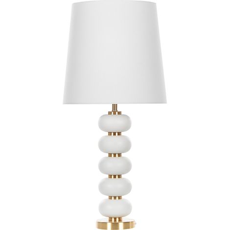 Lámpara de mesa de metal blanco dorado poliéster algodón 80 cm cable largo interruptor industrial sala de estar Frio