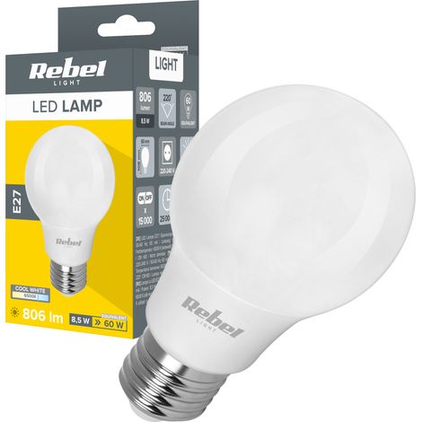 Lampadina LED 8.5W E27 A60 806lm 6500K Rebel