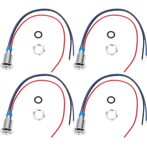 4 jeux de LED rondes pré-câblées 10mm étanches et anti-poussière, bicolores à cathode commune 110-220V (Rouge et Bleu) (1/5)