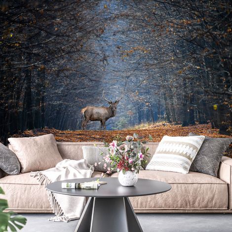 Papier peint panoramique - Forêt et Cerf - 130 cm x 87 cm (1/4)