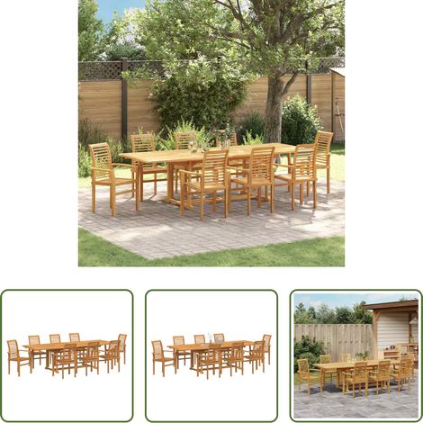 vidaXL Chaises de jardin - Ensemble de salle à manger pour jardin 9 pcs Marron (1/5)