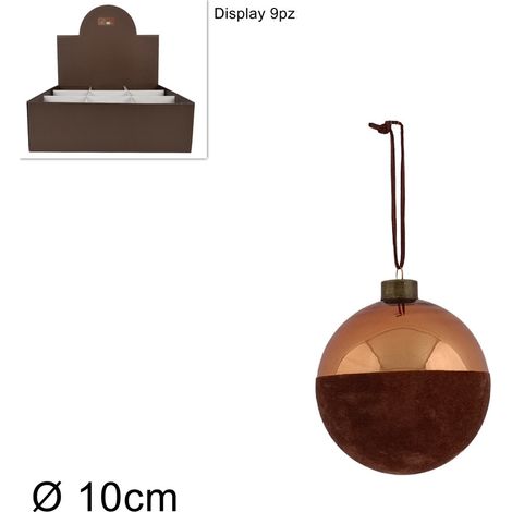PALLA VETRO DIAMETRO 10 CM MARRONE LUCIDO CON VELLUTO