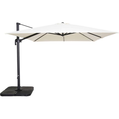 Parasol déporté 3x3m et 4 dalles à remplir aluminium blanc