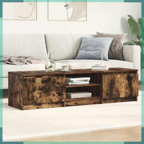 Meuble TV - 815357 - chêne fumé - bois d'ingénierie - 140 x 40 x 35,5 cm (1/5)