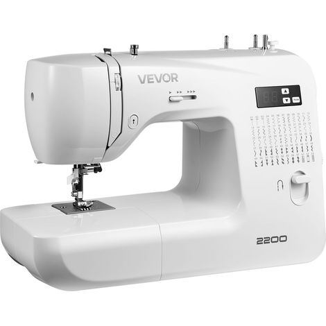 VEVOR Macchina da Cucire Computerizzata con 60 Applicazioni di Punti, Schermo LED Pedale, Robusta Struttura in Metallo, Macchina da Cucire Digitale con Motore Potente per Lavori Artigianali, Bianco