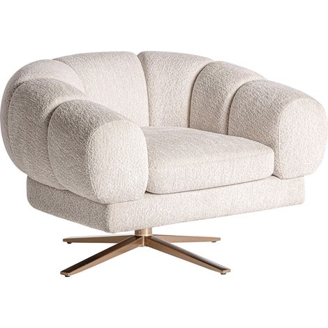 Fauteuil Elise velours blanc cassé art déco - Blanc cassé chaleureux en (1/5)
