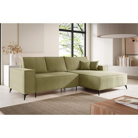 Ecksofa Schlafsofa FIORE Stoff ARAGON Olivgrün Ottomane Rechts (1/5)