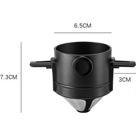 Goutteur Café - Filtre Réutilisable en Acier Inoxydable 304 - Pour Préparation Manuelle Drip - Compatible Tasses et Thermos - 1 Pièce (1/5)