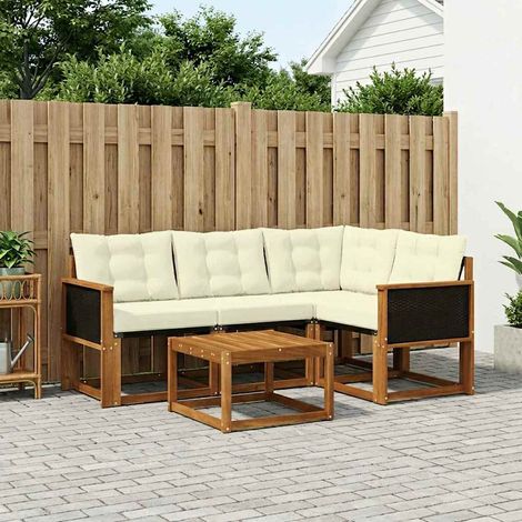 vidaXL Set di divani da esterno con cuscino 5 pcs Naturale e