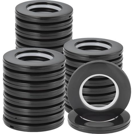(Noir) 32pcs Anneaux à œillets de Rideau Anneaux en Plastique Ronds Clips Anneaux de Bricolage Intérieur Diamètre 43mm pour Rideau de Fenêtre, Rideau de Porte de Vestiaire. (1/5)