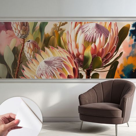 Fototapete Selbstklebend - Wanddekoration - Wandfolie - 3D Tapete Wand - Wohnungsdeko Protea-Blüten 250x104 cm (1/5)