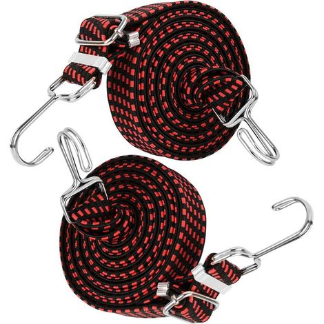 Cinghie di tensione in 2 pezzi per fissare i bagagli durante il trasporto (lunghezza 1 m, elastiche) con doppi ganci alle estremità, tenditore universale per bagagli per biciclette e motociclette (1/5)