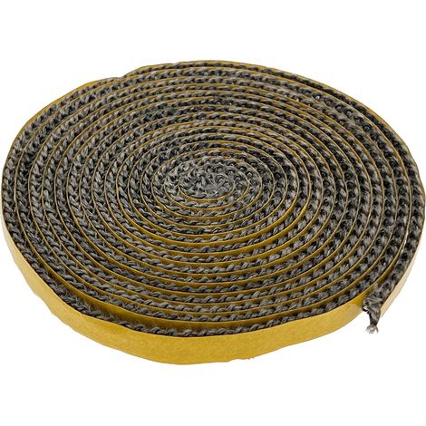 Cordon d'étanchéité de four, longueur 2,5 m, joint rond en fibre de verre ignifuge, gris graphite, joint pour porte de cheminée et fumée, résistant à la chaleur jusqu'à 550 °C (bande : 20 mm x 2 mm) (1/5)