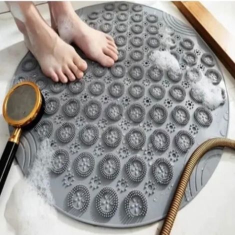 Tapis de Bain - Antidérapant - Rond - 55x55 cm - Lavable en Machine - PVC Non Toxique (1/4)