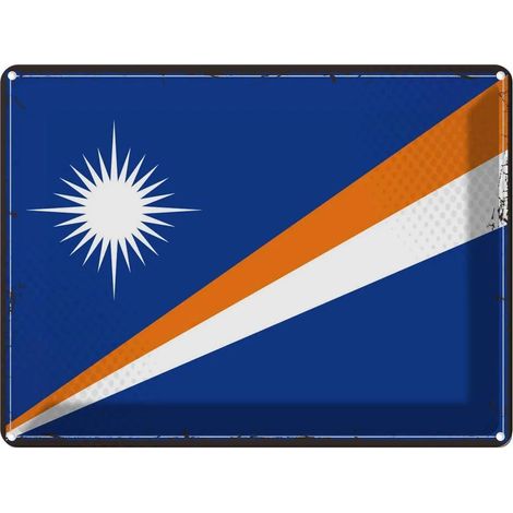 Plaque métallique 30x40 cm Drapeau rétro des Îles Marshall, armoiries (1/5)