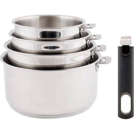 Casseruole - ACCOGLIENTI & ALL'AVANGUARDIA - Set 4 - 14 a 20 cm - Inox - Manico removibile (1/5)