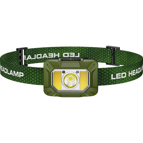 Phare Frontal Rechargeable A45 1200mAh Vert, Lampe Légère avec Capteur de Mouvement pour Activités en Plein Air, Autonomie Prolongée (1/5)