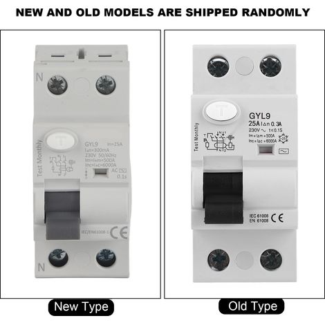 Disjoncteur différentiel de type GYL9, 2P, 230 V CA, 2P-25 A-300 mA (1/5)