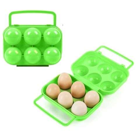 2 Pièces Porte-Oeufs Plastique Portable, 6 Grilles Porte Oeufs Boîte Boîte à œufs Portable Pliable Boîte de Rangement de Oeufs avec (1/4)