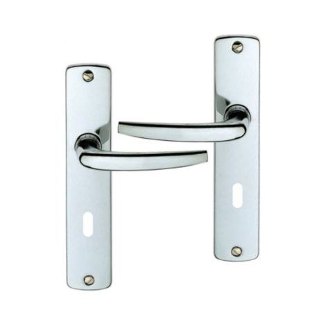 Ouvre&Déco – Poignée de porte intérieure à cylindre en zamak chromé brillant – Entraxe 165 mm – Système de confidentialité Clé L – Plaque 36x183 mm