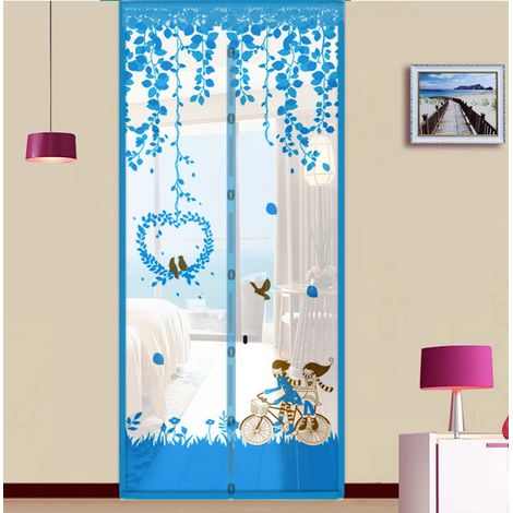 Türvorhang – Magnetischer Türvorhang – Küchenvorhang – Transparenter Vorhang ohne Bohren – Vorhang – Moskitonetz – 90 x 210 cm – Blau – Transparent (1/5)