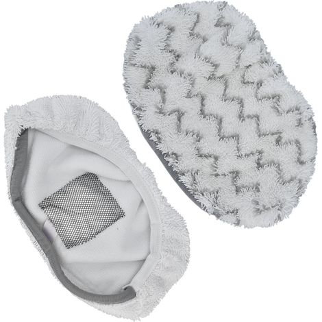 Ortviai Lingettes Microfibre pour Balai Vapeur Bissell 1132/1252 – Lot de 2, Absorption Renforcée, Blanc & Rayé (1/4)
