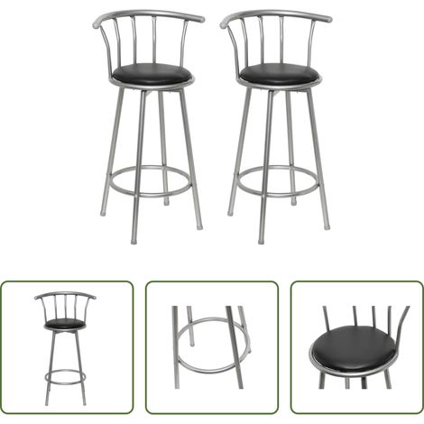 Confort d'assise - Tabourets de bar lot de 2 noir similicuir (1/5)