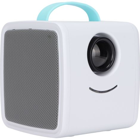 Mini projecteur 1080p, haut-parleur 2 W, lumière douce et inoffensive, durée de vie de 30 000 heures, projecteur portable pour la maison et le bureau, 100-240 V, prise UE bleue